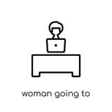 Woman Going To Work icon. Trendy modern flat linear vector Woman stock illustration Woman Going To Work icon. Trendy modern flat linear vector Woman stock illustration
