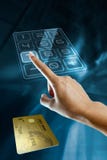 Woman hand with a gold credit card Royalty Free Stock Images Woman hand with a gold credit card Royalty Free Stock Images