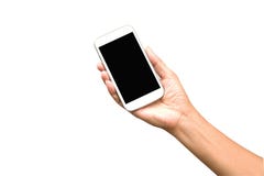 Woman hand holding smart phone isolated on white stock photography Woman hand holding smart phone isolated on white stock photography