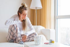 Woman having headache Royalty Free Stock Photography Woman having headache Royalty Free Stock Photography