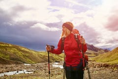 Woman hiker in Iceland stock photography Woman hiker in Iceland stock photography