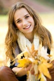Woman holding autumn leaves royalty free stock photos Woman holding autumn leaves royalty free stock photos