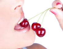Woman holding cherry stock image Woman holding cherry stock image