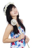 Woman holding a flower stock image Woman holding a flower stock image