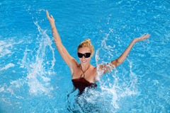 Woman In A Pool Stock Images