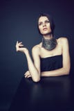 Woman In Decorative Silver Necklace Royalty Free Stock Photos Woman In Decorative Silver Necklace Royalty Free Stock Photos