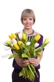 Woman Is Giving Tulips Royalty Free Stock Photo Woman Is Giving Tulips Royalty Free Stock Photo