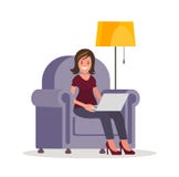 A woman with a laptop sitting in the chair. royalty free illustration A woman with a laptop sitting in the chair. royalty free illustration