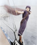Woman Leaning Off Boat Into The Wind Stock Image Woman Leaning Off Boat Into The Wind Stock Image