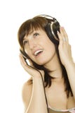 Woman Listening To Music And Singing Stock Photography Woman Listening To Music And Singing Stock Photography