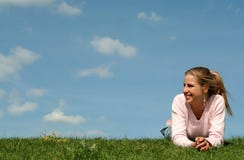 Woman Lying On The Grass Royalty Free Stock Photo Woman Lying On The Grass Royalty Free Stock Photo