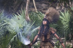 Woman in Maya indian costume in Tulum, Mexico stock photography Woman in Maya indian costume in Tulum, Mexico stock photography