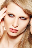 Woman model with clean skin, chic fashion make-up royalty free stock images Woman model with clean skin, chic fashion make-up royalty free stock images