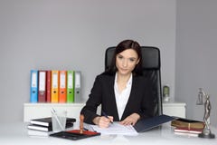Woman notary public signing the power of attorney royalty free stock image Woman notary public signing the power of attorney royalty free stock image