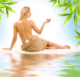 Woman with orchid flowers Stock Photo Woman with orchid flowers Stock Photo
