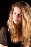 Woman portrait black background looking aside Stock Image Woman portrait black background looking aside Stock Image