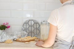 Woman prepares dumpling Stock Photography Woman prepares dumpling Stock Photography