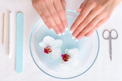 Woman Preparing Hands For Manicure Procedure Stock Photo Woman Preparing Hands For Manicure Procedure Stock Photo