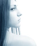 Woman Profile In Blue Royalty Free Stock Photography