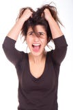 Woman Pulling Her Hair And Screaming Stock Photo Woman Pulling Her Hair And Screaming Stock Photo