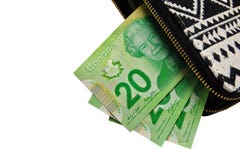 Woman qallet with Canadian money Royalty Free Stock Photo Woman qallet with Canadian money Royalty Free Stock Photo