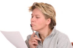 Woman reading a legal document