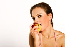 Woman with red apple Stock Photography Woman with red apple Stock Photography