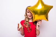 https://thumbs.dreamstime.com/t/woman-red-dress-gold-star-shaped-balloon-smiling-drinking-champagne-pretty-young-over-white-background-82556495.jpg