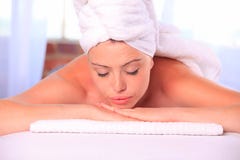 Woman Relaxed On A Massage Table Stock Images