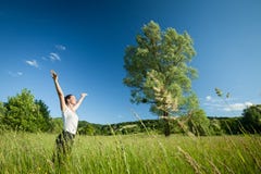 Woman Relaxing In Nature Royalty Free Stock Image