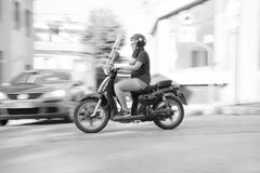 Woman Riding on Scooter Motorcycle Royalty Free Stock Photos Woman Riding on Scooter Motorcycle Royalty Free Stock Photos