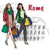Woman in Rome royalty free illustration Woman in Rome royalty free illustration