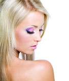 Woman S Face With Saturated Make-up Stock Photo