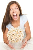 Woman scared funny watching movie stock photography Woman scared funny watching movie stock photography