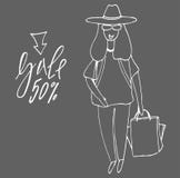 Woman shopping. Big Sale. Buyer girl and shopping bag. vector illustration Woman shopping. Big Sale. Buyer girl and shopping bag. vector illustration