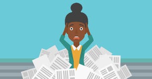 Woman in stack of newspapers. vector illustration Woman in stack of newspapers. vector illustration