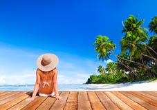 Woman Sunbathe Sunny Summer Beach Relaxing Concept royalty free stock photos Woman Sunbathe Sunny Summer Beach Relaxing Concept royalty free stock photos