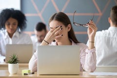 Woman Taking Off Glasses Tired Of Work, Eyes Fatigue Concept Stock Photos Woman Taking Off Glasses Tired Of Work, Eyes Fatigue Concept Stock Photos