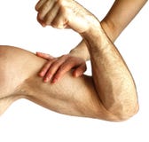 A woman touches a man`s muscles royalty free stock photo A woman touches a man`s muscles royalty free stock photo