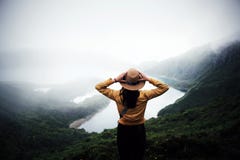Woman traveler in Azores stock photos Woman traveler in Azores stock photos
