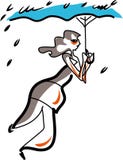 Woman with umbrellas crossing the road on a rainy day. Stock Illustration Woman with umbrellas crossing the road on a rainy day. Stock Illustration