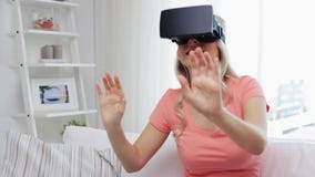 Woman in virtual reality headset or 3d glasses