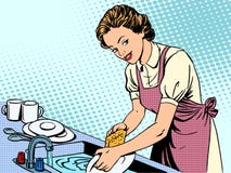 Woman washing dishes housewife housework comfort royalty free illustration Woman washing dishes housewife housework comfort royalty free illustration