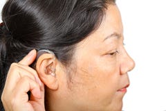 Woman Wearing Hearing Aid Stock Photo Woman Wearing Hearing Aid Stock Photo