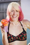 Woman With A Bubble Gun Royalty Free Stock Photography Woman With A Bubble Gun Royalty Free Stock Photography