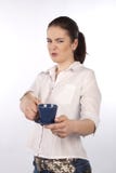 Woman With A Cup Is Disgusted Royalty Free Stock Image