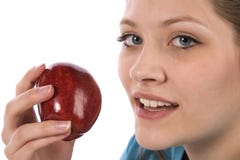Woman With Apple Stock Photography
