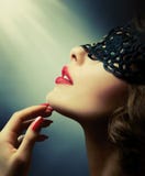 Woman With Black Lace Mask Royalty Free Stock Photo Woman With Black Lace Mask Royalty Free Stock Photo