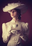 Woman With Cup Of Tea Stock Photos