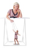 Woman With Little Marionette Stock Photos